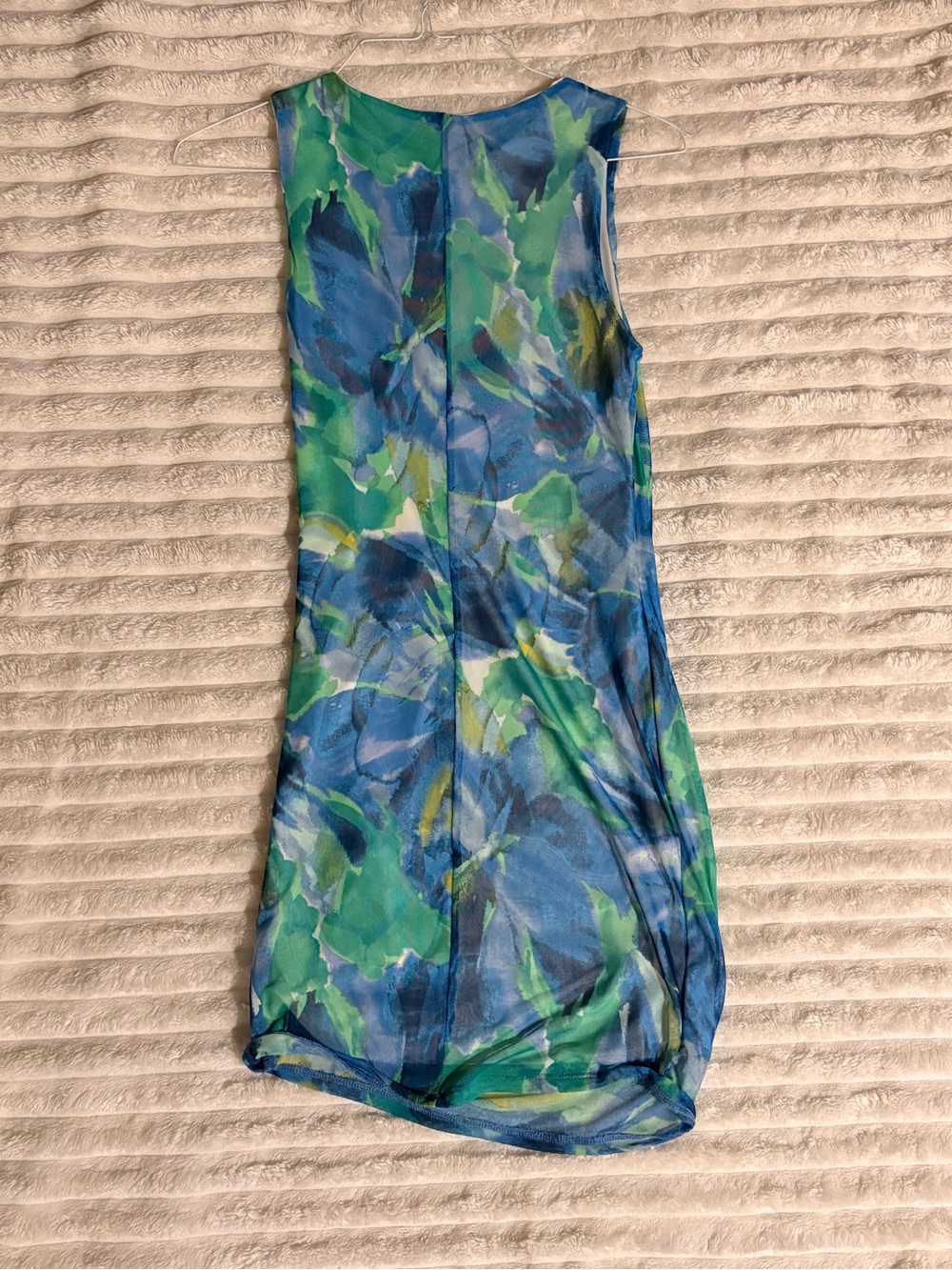 Blue Abstract Print Ruched Sheath Dress - Picture 4 of 4